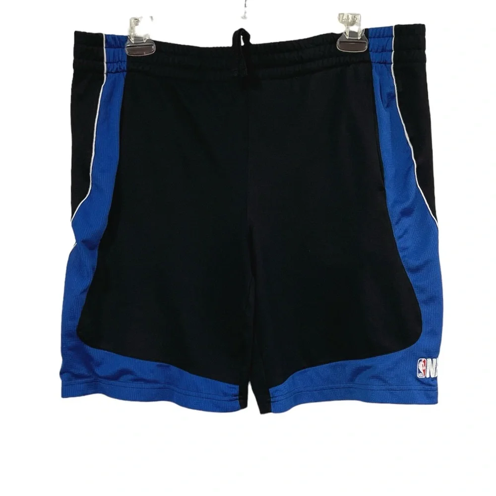 NBA Mens Athletic Shorts Size L Black Blue Basketball Sports Gym Activewear